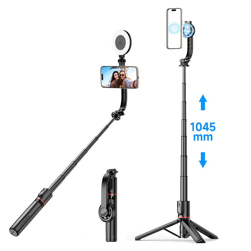 LiveLook Selfie Stick with Magnetic Stand and Light